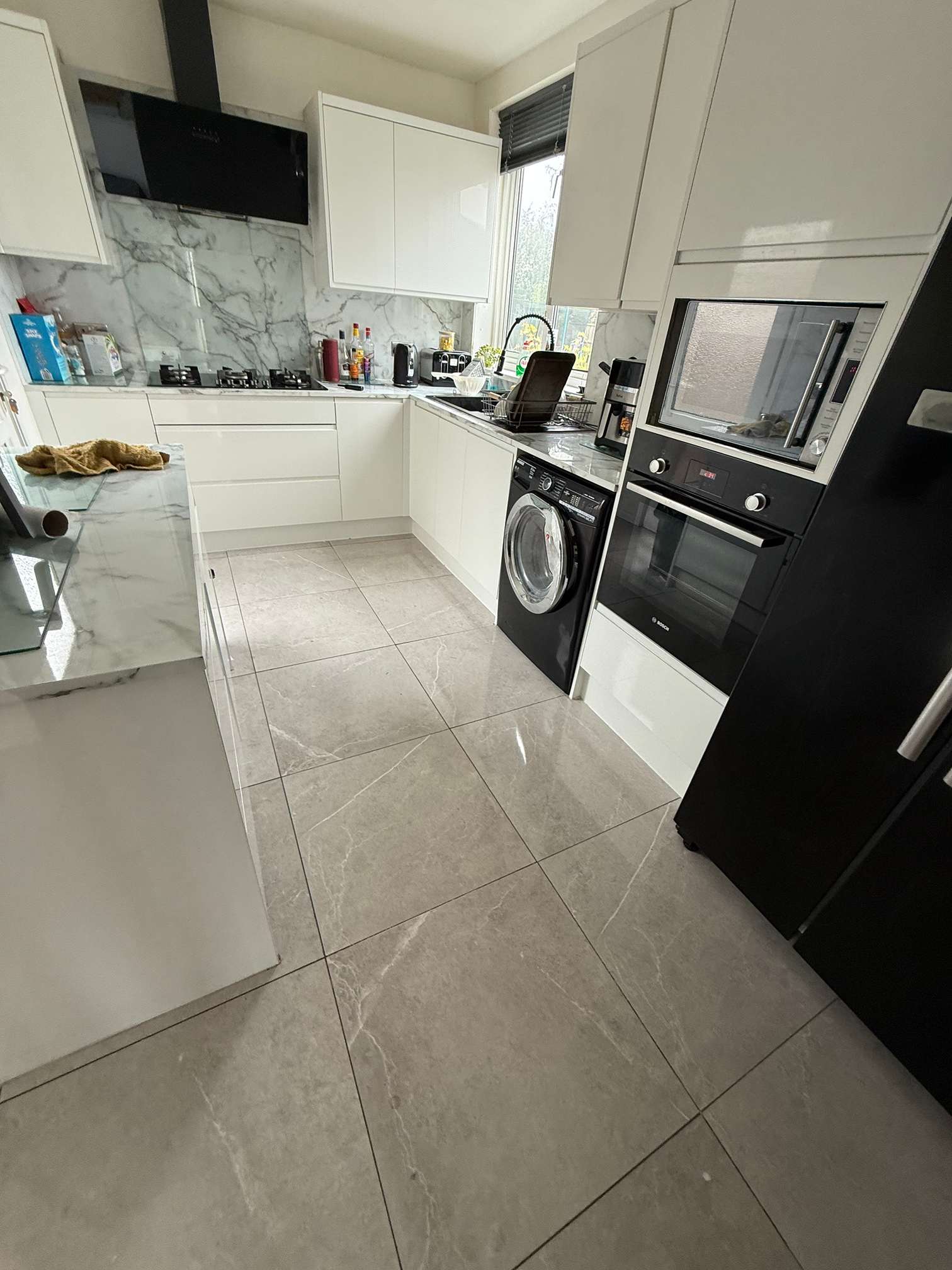 Bright, freshly cleaned domestic kitchen finished by Shaky's Cleaning Services