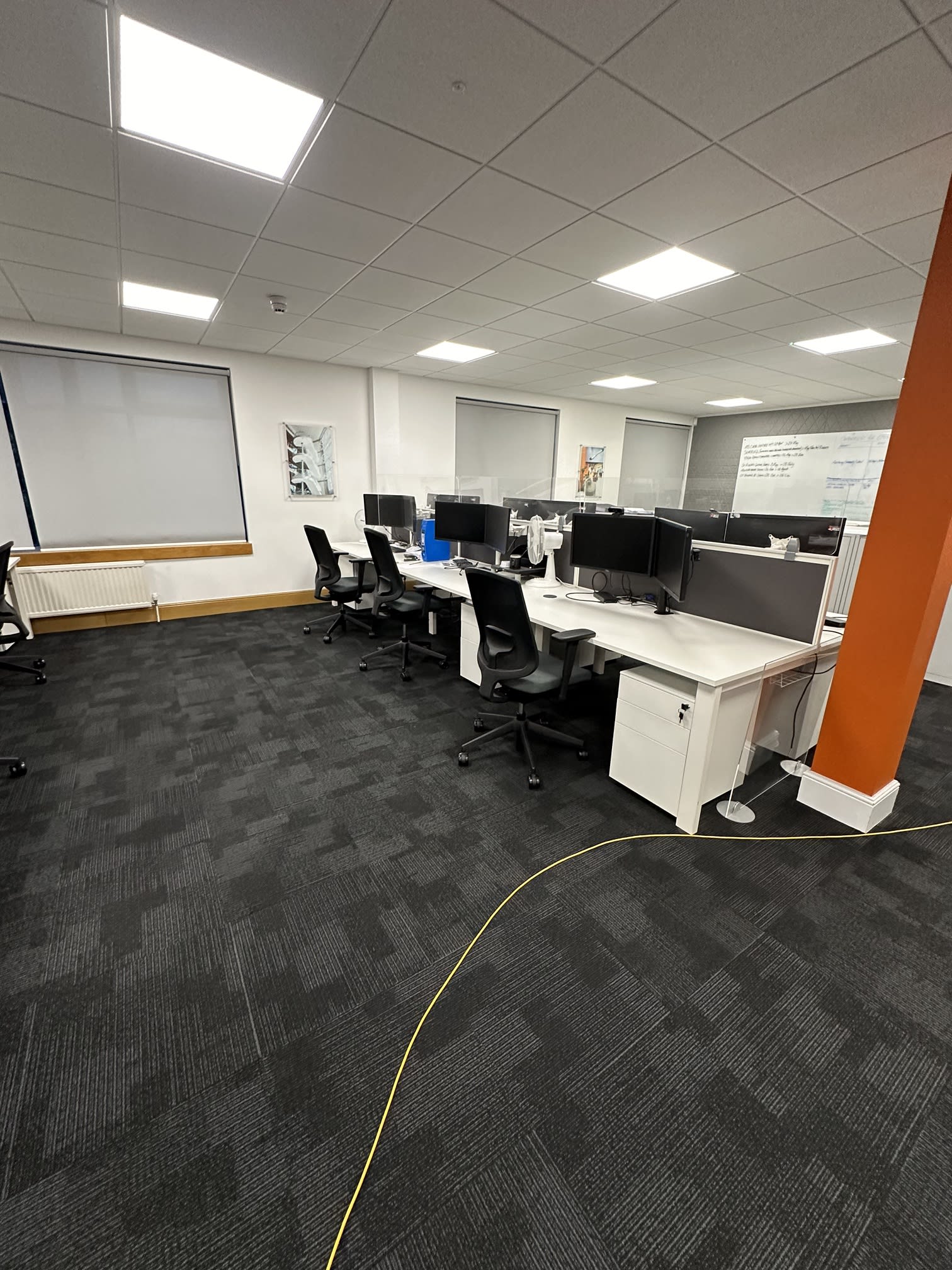 Carpet being cleaned inside a commercial office space
